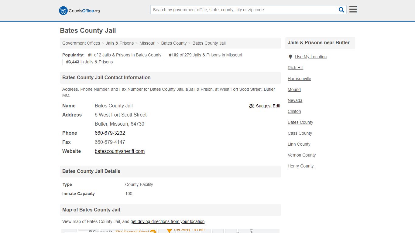 Bates County Jail - Butler, MO (Address, Phone, and Fax)